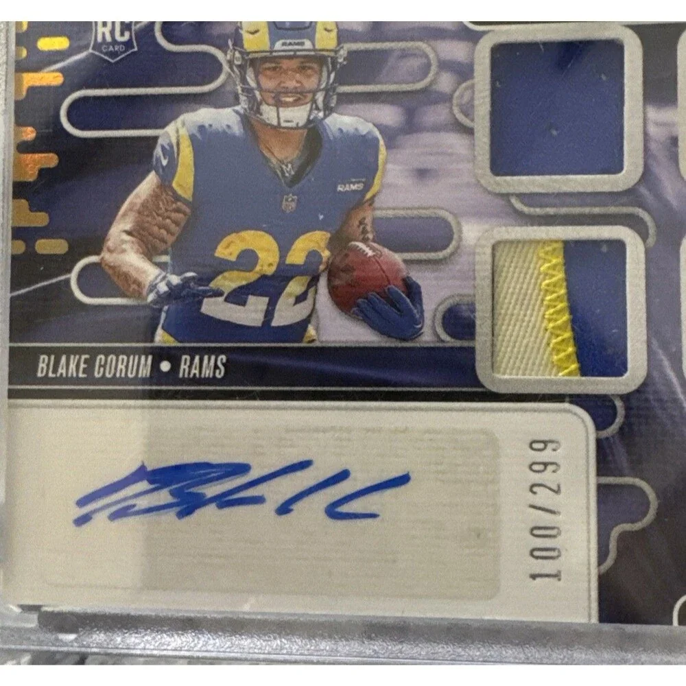2024 Panini Absolute Blake Corum Auto Rookie Premiere Quad Patch RC 100/299 Rams